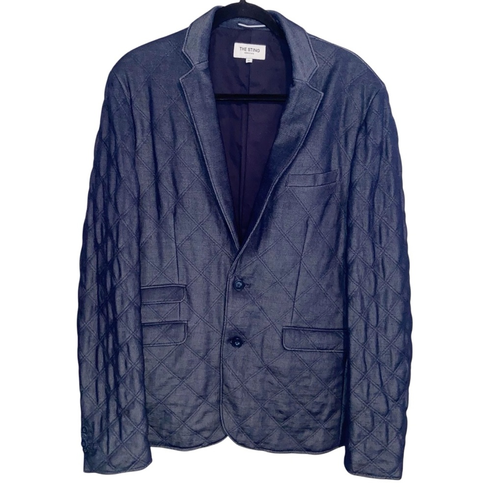 The Sting Essentials Blazer Jacket Mens XL Indigo Denim Quilted Netherlands Navy